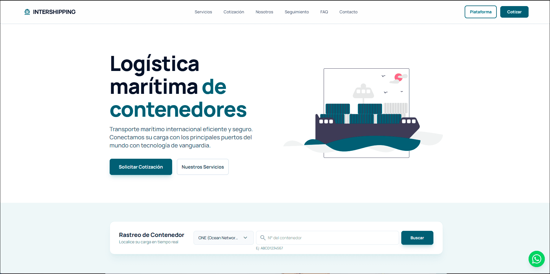 Captura del sitio web Intershipping